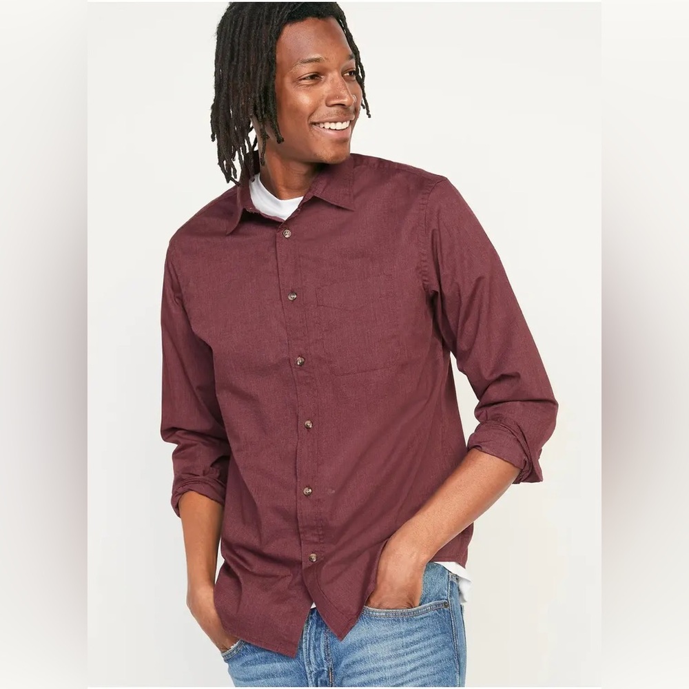 New Old Navy Red Casual Button Down Shirt Sz: M 100% Cotton